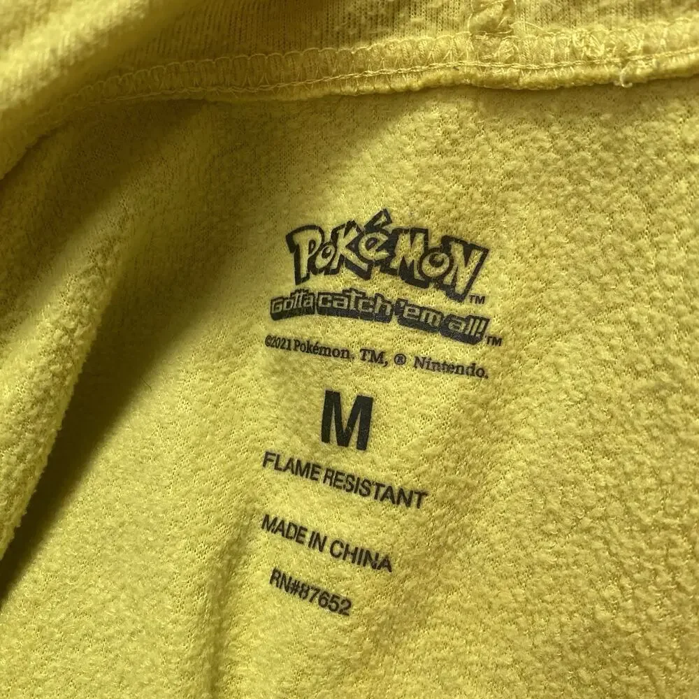 Pokemon Pikachu Fleece One Piece Hoodie Pajamas Robe Unisex Kids S/M Union Suit
